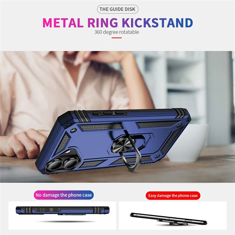 For iPhone 17 Case PC + TPU Phone Cover with Kickstand - Blue