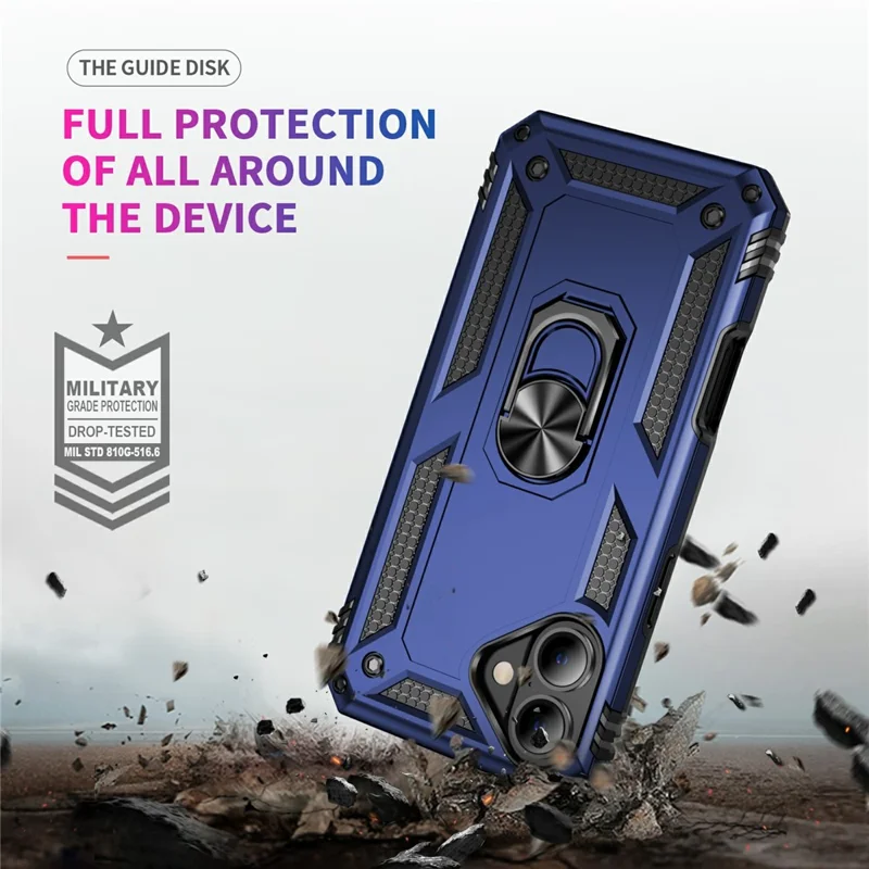 For iPhone 17 Case PC + TPU Phone Cover with Kickstand - Blue