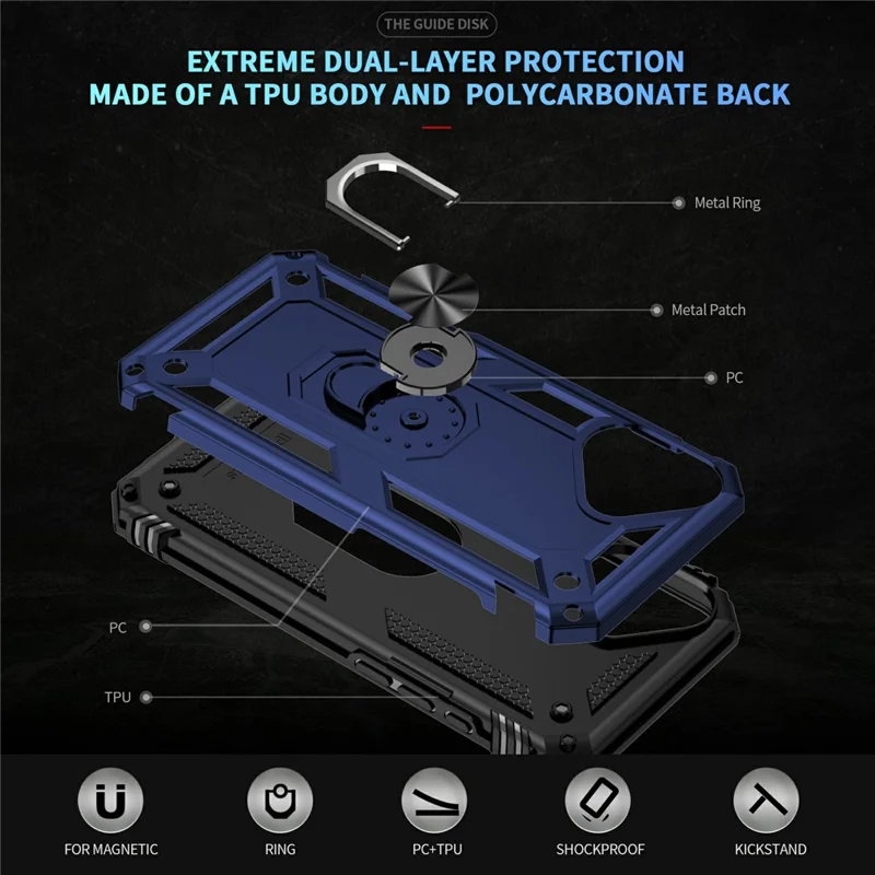 For iPhone 17 Case PC + TPU Phone Cover with Kickstand - Blue