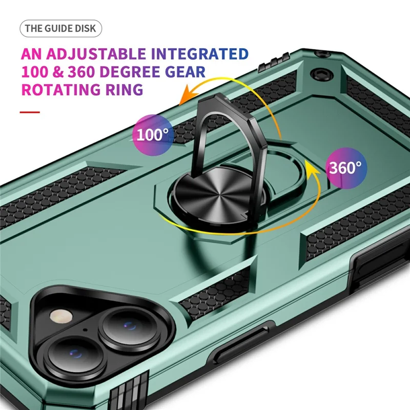 For iPhone 17 Case PC + TPU Phone Cover with Kickstand - Blackish Green