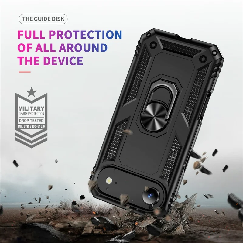 Für iPhone 17 Air Hülle PC + TPU Handyhülle mit Ständer - Schwarz