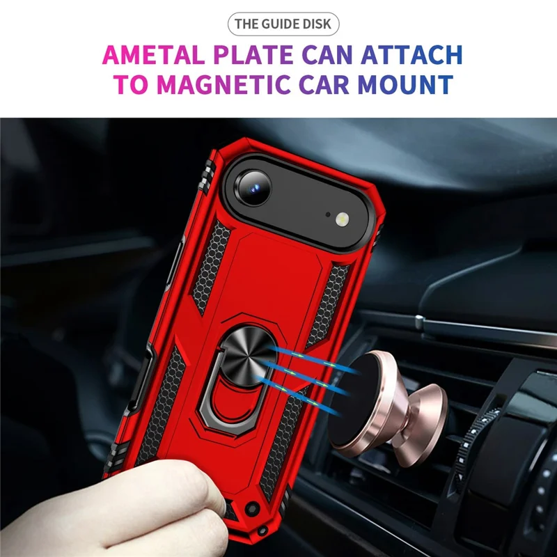 For iPhone 17 Air Case PC + TPU Phone Cover with Kickstand - Red