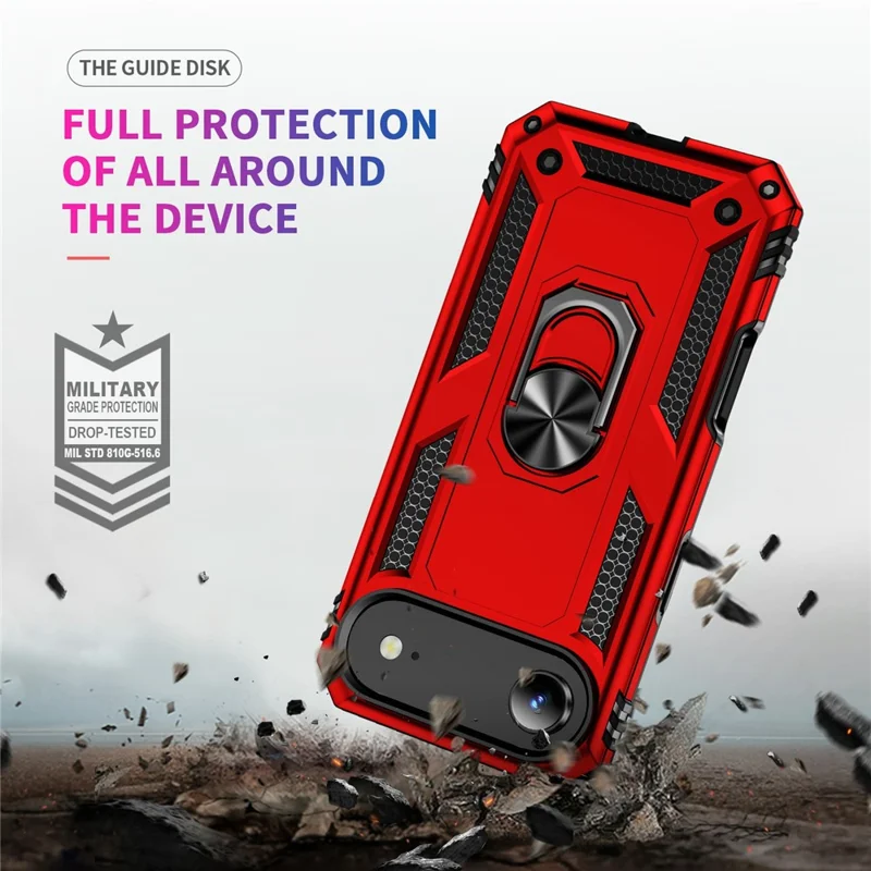 For iPhone 17 Air Case PC + TPU Phone Cover with Kickstand - Red
