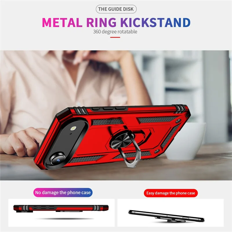 For iPhone 17 Air Case PC + TPU Phone Cover with Kickstand - Red