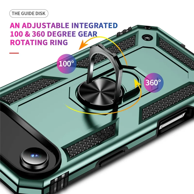 For iPhone Air Case PC + TPU Phone Cover with Kickstand - Blackish Green