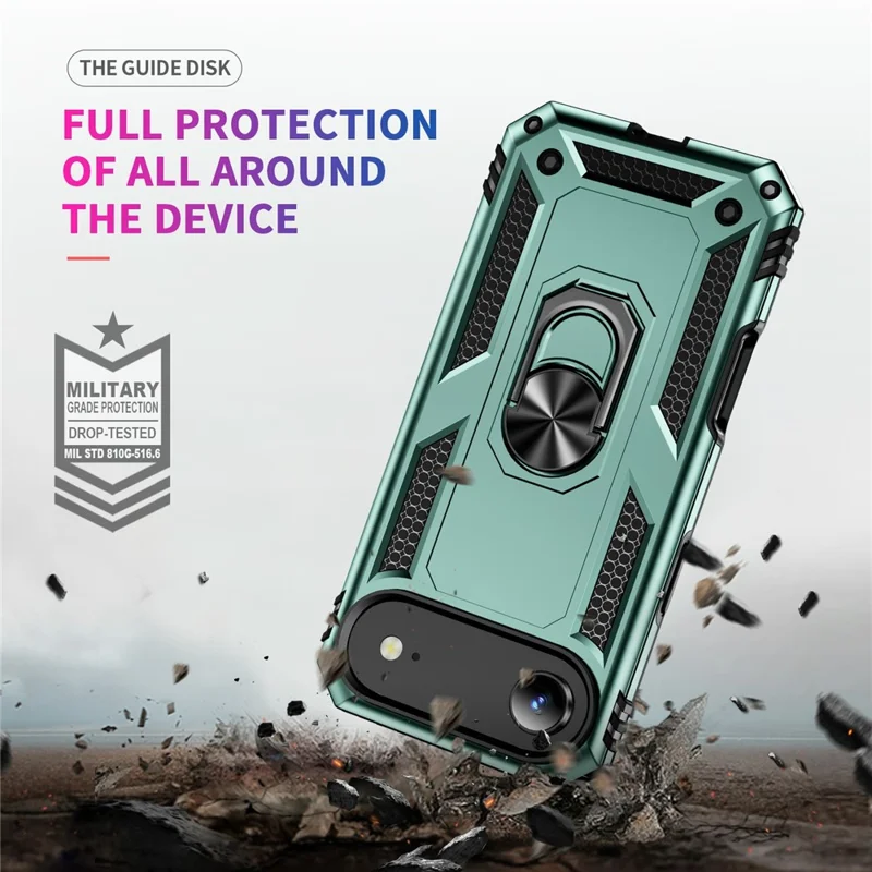 For iPhone Air Case PC + TPU Phone Cover with Kickstand - Blackish Green