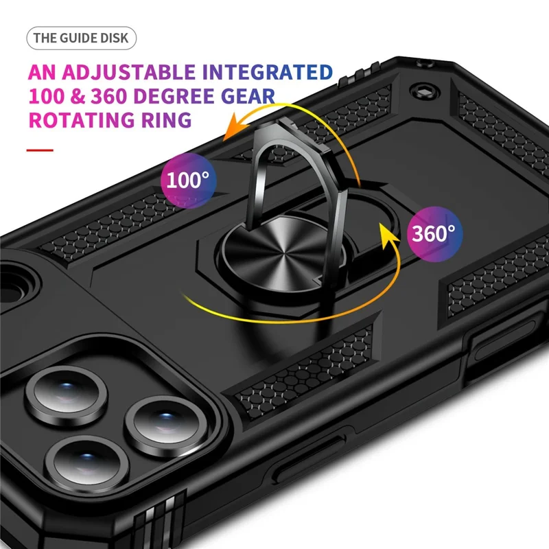 Für iPhone 17 Pro Max Hülle PC + TPU Handyhülle mit Ständer - Schwarz
