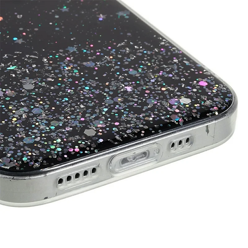 Bulk Purchasing For iPhone 15 Plus Case Starry Sky Sparkle Epoxy Anti-Drop TPU Phone Cover - Black