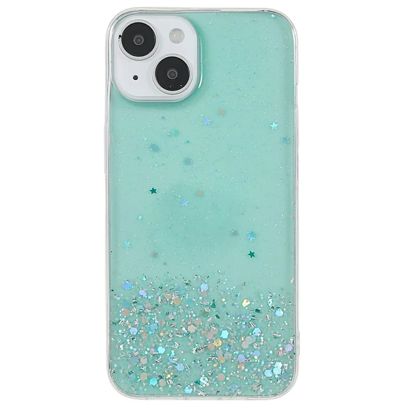 Bulk Purchasing For iPhone 15 Case Starry Sky Sparkle Epoxy Anti-Drop TPU Phone Cover - Green