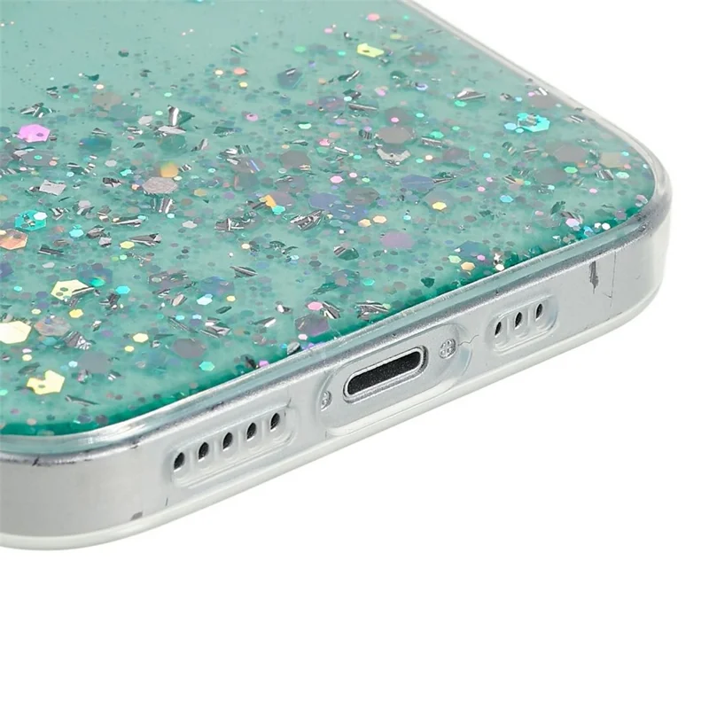 Bulk Purchasing For iPhone 15 Case Starry Sky Sparkle Epoxy Anti-Drop TPU Phone Cover - Green