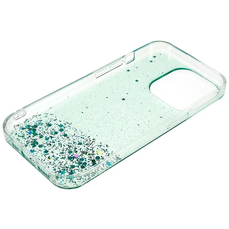 Masseneinkauf für iPhone 15 Pro Hülle Sternenhimmel Glitzer Epoxid Stoßfest TPU Handyhülle - Grün