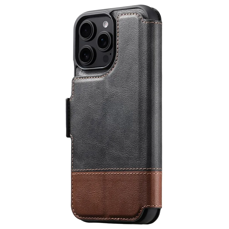 SUTENI Q-06 Cover per iPhone 16 Pro con Colore Spezzato Custodia in Pelle Magnetica Staccabile - Nero