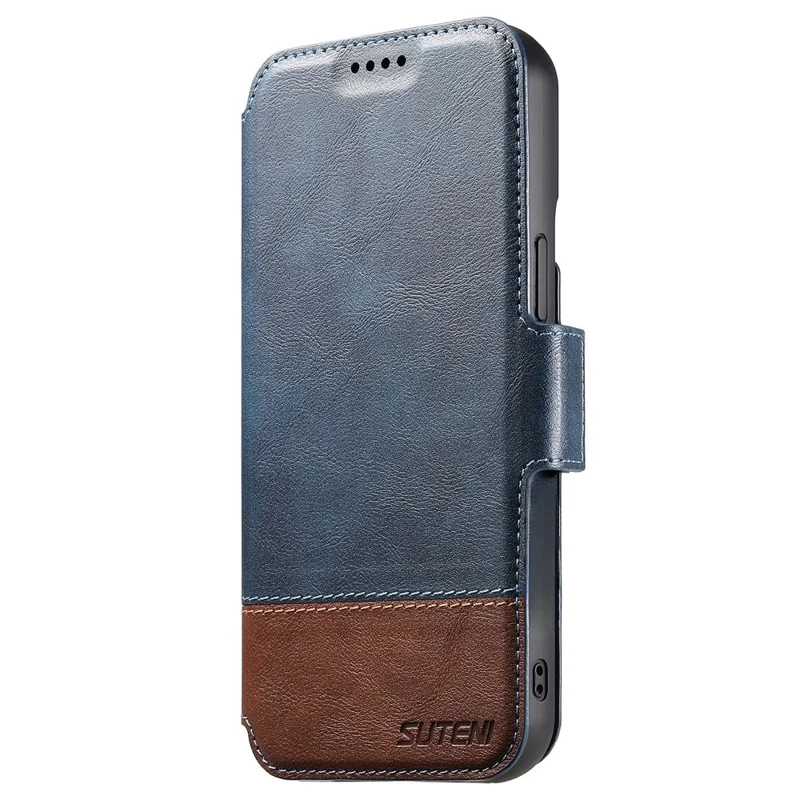 SUTENI Q-06 For iPhone 15 Pro Case Color Splicing Magnetic Detachable Leather Phone Cover - Blue