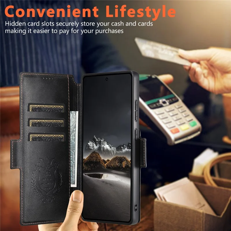 SUTENI Q-07 For Samsung Galaxy S25 Ultra Case Magnetic Color Splicing Cowhide Texture Leather Cover - Black