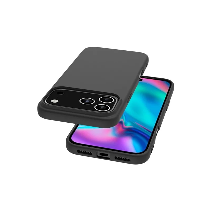 For iPhone 17 Pro Case Soft Matte Back TPU Black Phone Cover , Large Cutout