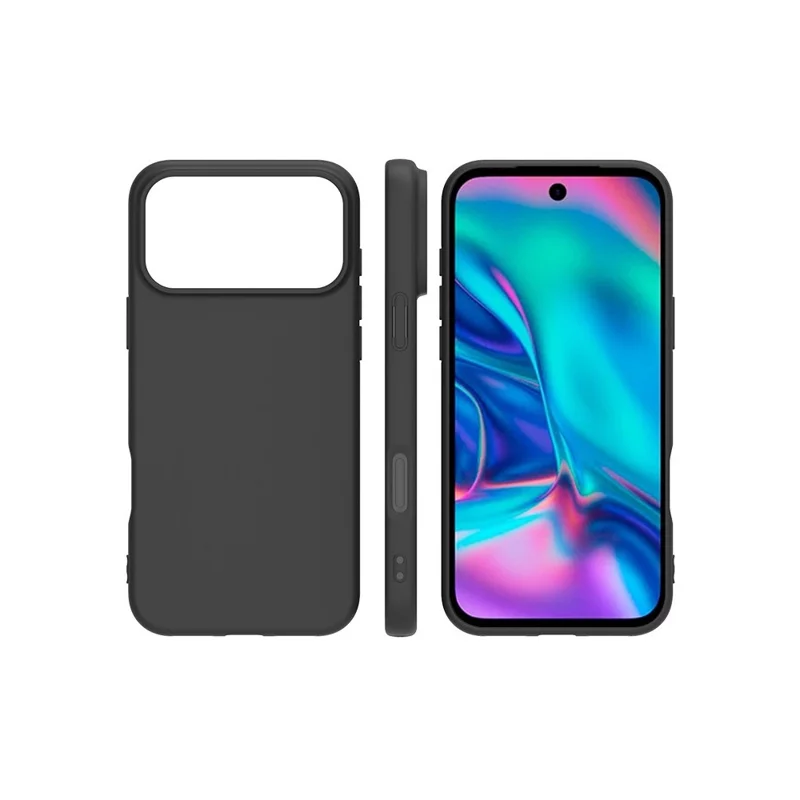 For iPhone 17 Pro Case Soft Matte Back TPU Black Phone Cover , Large Cutout