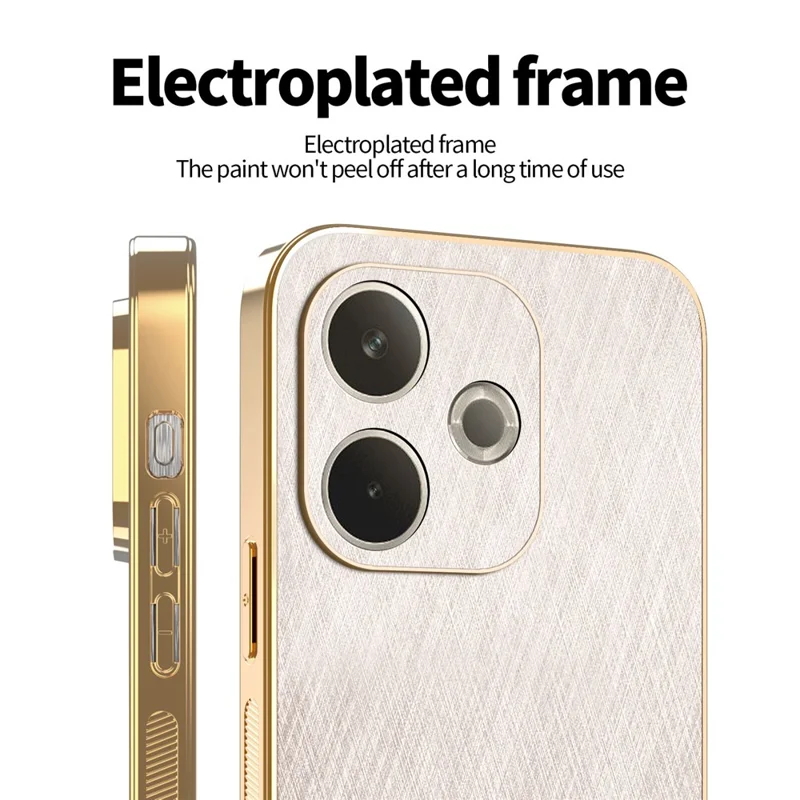 KADEM Phone Case For Oppo A5 Pro 5G (Global) / 4G (Global) / A5 Energy 5G (China) , Electroplating Silk Texture PU + TPU Back Cover - Gold