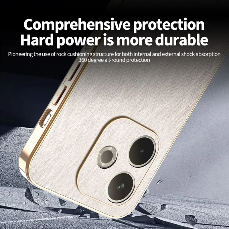 KADEM Phone Case For Oppo A5 Pro 5G (Global) / 4G (Global) / A5 Energy 5G (China) , Electroplating Silk Texture PU + TPU Back Cover - Gold