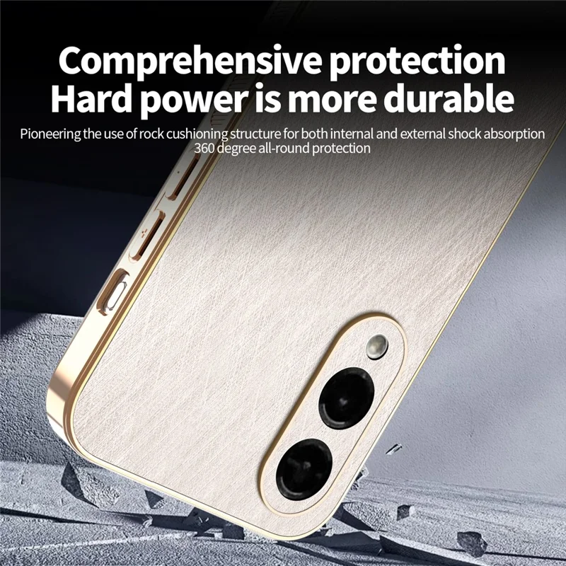 KADEM per Samsung Galaxy S25 Edge Cover Elettroplaccato Texture in Seta PU + TPU Custodia Posteriore per Telefono - Oro