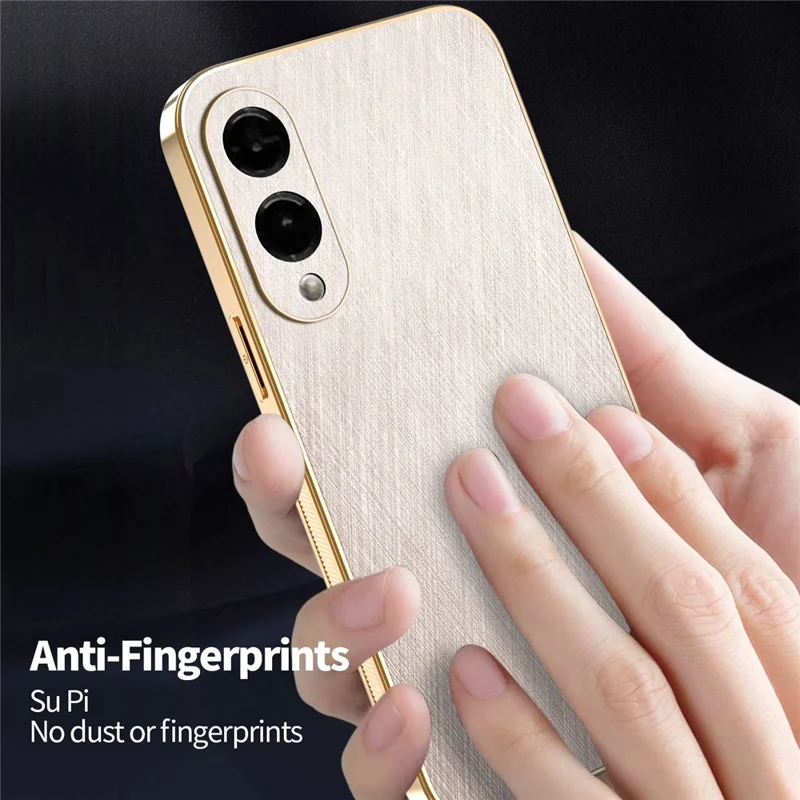 KADEM per Samsung Galaxy S25 Edge Cover Elettroplaccato Texture in Seta PU + TPU Custodia Posteriore per Telefono - Oro