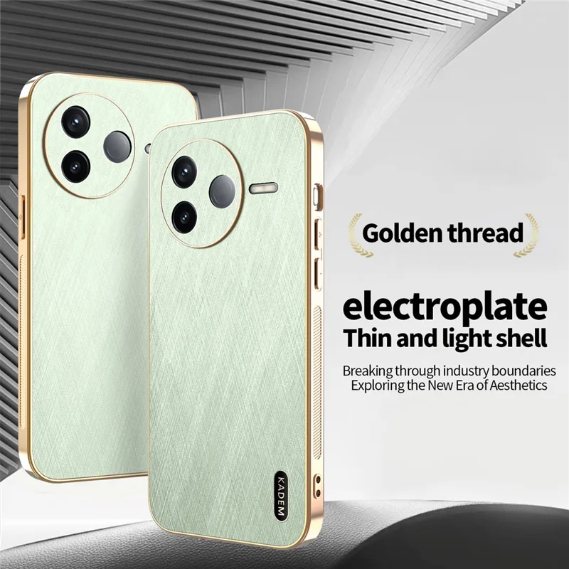Capa KADEM para Xiaomi Poco F7 Pro 5G / Redmi K80 5G com Textura de Seda Eletroplatinada em PU + TPU - Verde