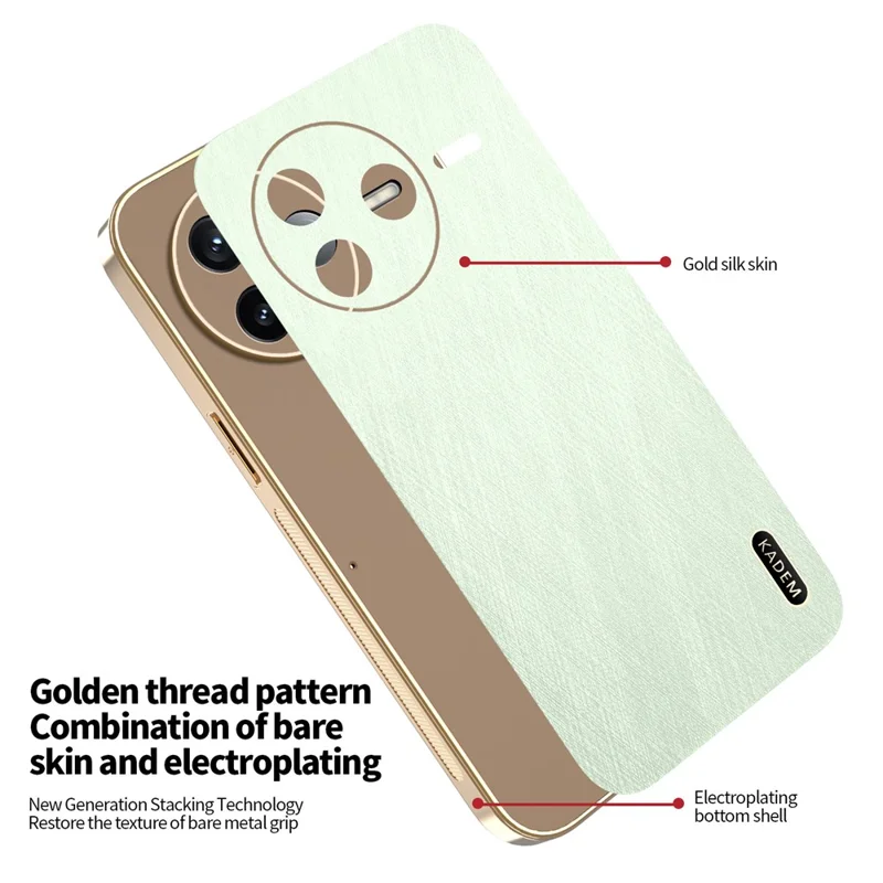 Capa KADEM para Xiaomi Poco F7 Pro 5G / Redmi K80 5G com Textura de Seda Eletroplatinada em PU + TPU - Verde