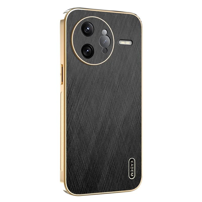 KADEM For Xiaomi Poco F7 Ultra 5G / Redmi K80 Pro 5G Case Electroplating Silk Texture PU + TPU Phone Back Cover - Black