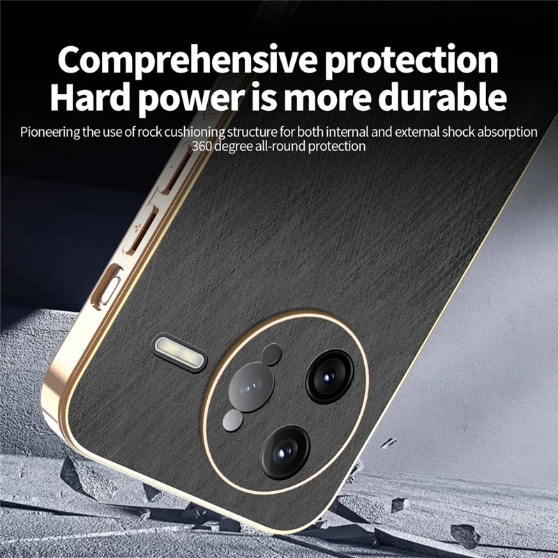 KADEM For Xiaomi Poco F7 Ultra 5G / Redmi K80 Pro 5G Case Electroplating Silk Texture PU + TPU Phone Back Cover - Black