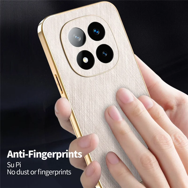 KADEM Pour Xiaomi Redmi Note 14 Pro+ 5G Étui Électropoli Texture Soyeuse PU + TPU Coque Arrière de Téléphone - Or