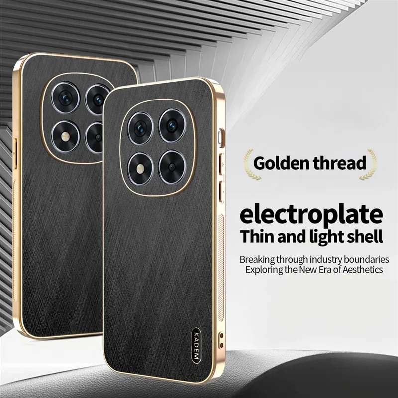 Capa KADEM para Xiaomi Redmi Note 14 Pro 4G com Textura de Seda Eletrolítica em PU + TPU - Preta