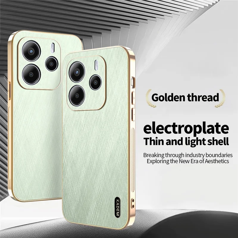 KADEM Pour Xiaomi Redmi Note 14 5G Étui Électrodéposé Texture Soyeuse PU + TPU Coque Arrière de Téléphone - Vert