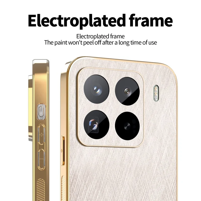KADEM per Xiaomi 15 Pro Cover Elettroplaccato Texture di Seta PU + TPU Cover Posteriore Telefono - Oro