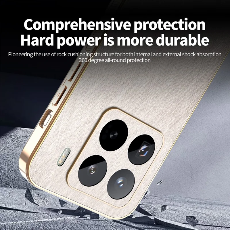 KADEM per Xiaomi 15 Pro Cover Elettroplaccato Texture di Seta PU + TPU Cover Posteriore Telefono - Oro