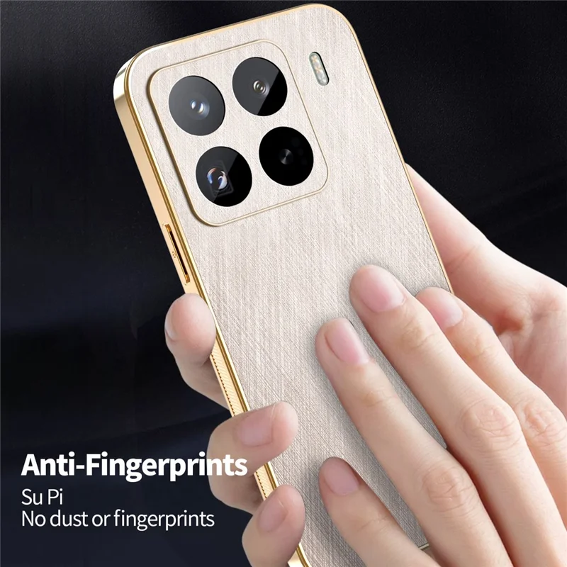 KADEM per Xiaomi 15 Pro Cover Elettroplaccato Texture di Seta PU + TPU Cover Posteriore Telefono - Oro