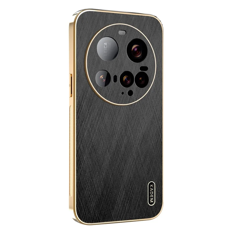 KADEM Capa para Xiaomi 15 Ultra Textura de seda eletrolítica PU + TPU Capa traseira do telefone - Preto