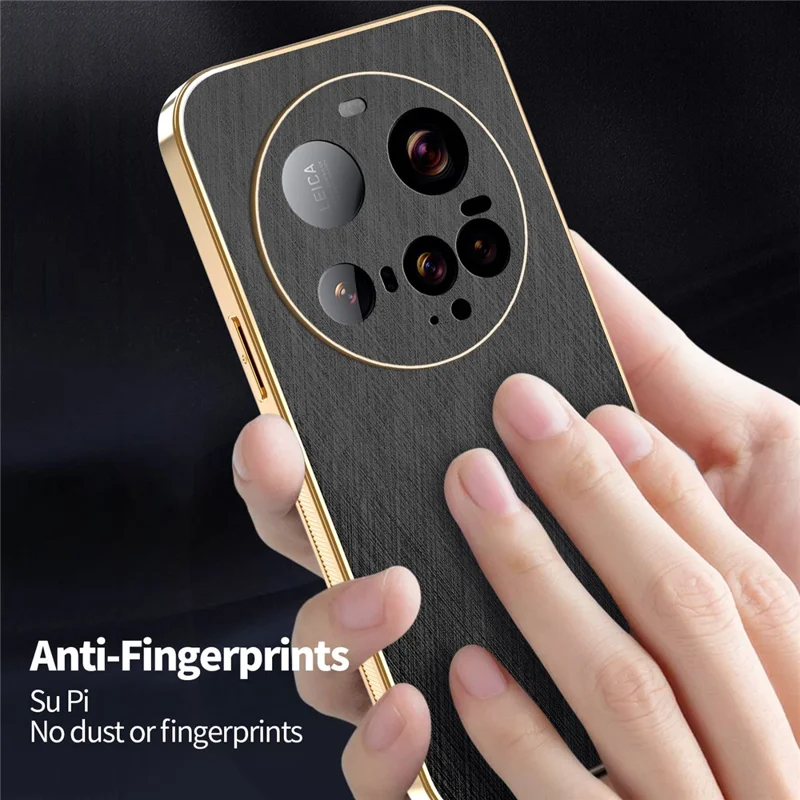 KADEM Capa para Xiaomi 15 Ultra Textura de seda eletrolítica PU + TPU Capa traseira do telefone - Preto