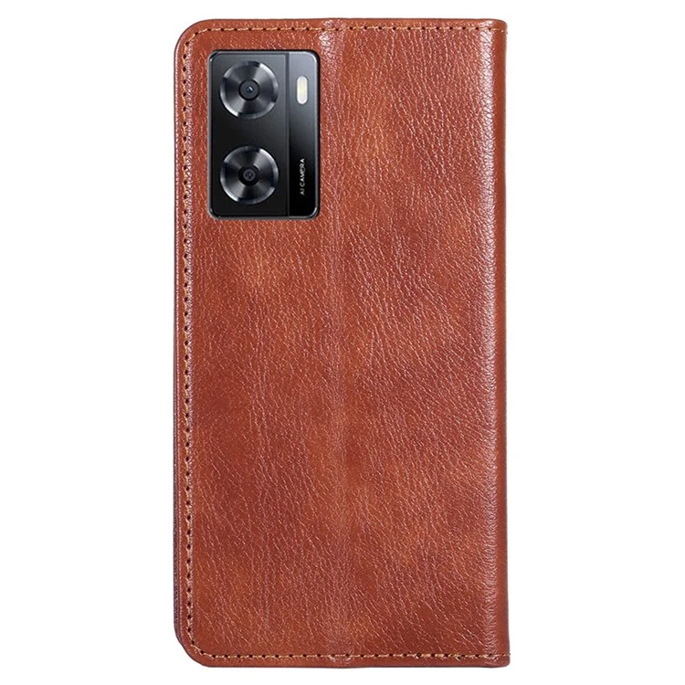 Für Oppo A57s 4G / A57e 4G / A57 4G PU-Leder-Magnetisch Automatisch Schließend Anti-Drop-Case Handy Brieftasche Ständer Schutzhülle - Braun