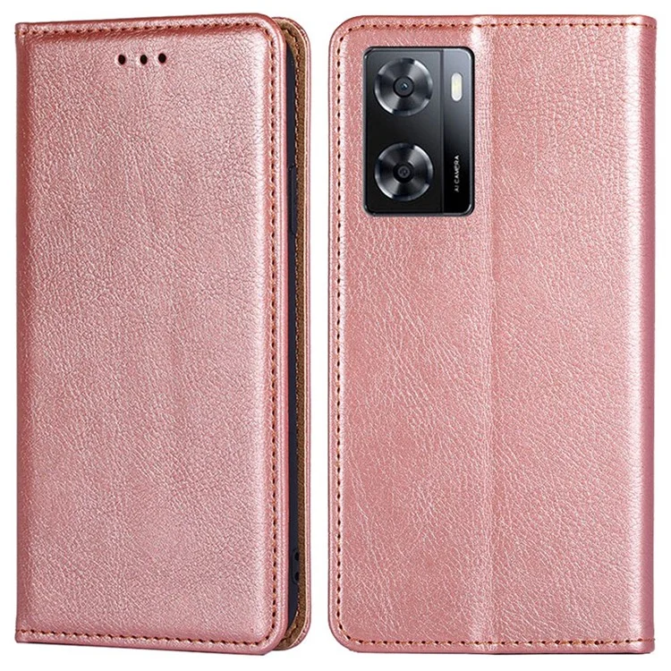 Für Oppo A57s 4G / A57e 4G PU Leder Magnetic Auto Schließung Anti-drop-hülle Telefon Brieftasche Schutzabdeckung - Roségold