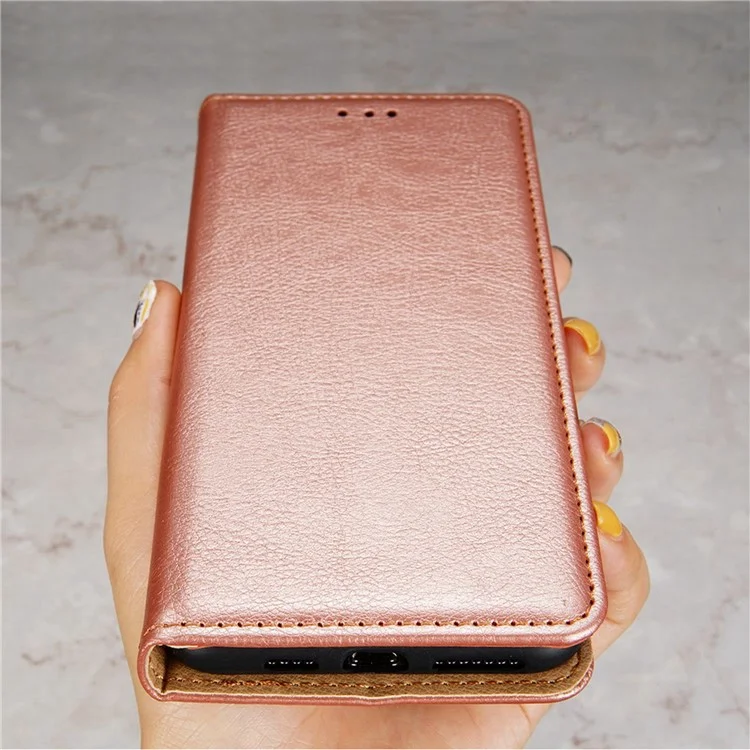 Für Oppo A57s 4G / A57e 4G PU Leder Magnetic Auto Schließung Anti-drop-hülle Telefon Brieftasche Schutzabdeckung - Roségold