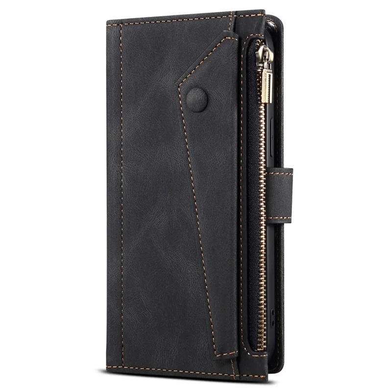 ESEBLE Star Series For Motorola Moto G56 5G Case Zipper Wallet Leather Stand Phone Cover with Wrist Strap - Black