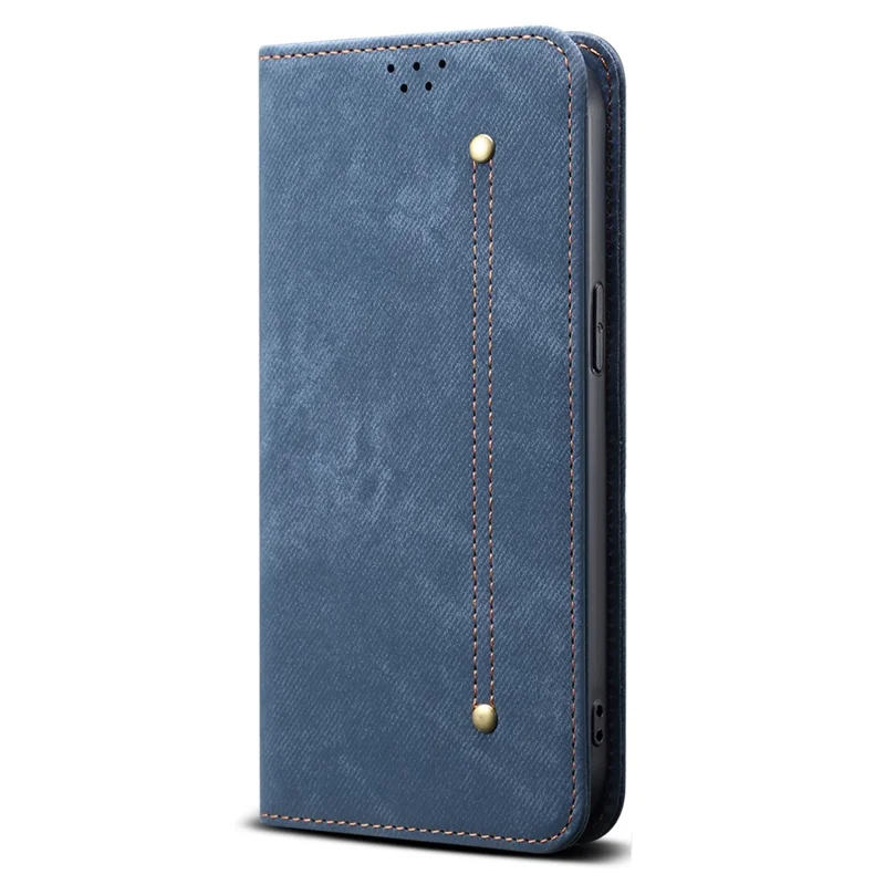 For Oppo A5x 4G / 5G Case Jeans Cloth Texture Anti-Scratch Leather Stand Phone Cover - Blue