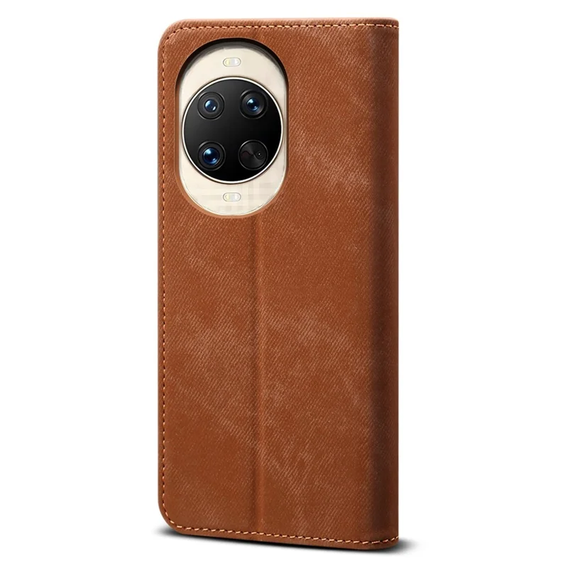 For Huawei nova 14 5G Case Jeans Cloth Texture Anti-Scratch Leather Stand Phone Cover - Coffee