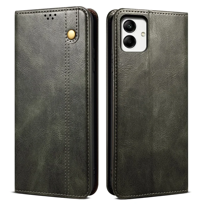 Für Samsung Galaxy A07 Hülle Crazy Horse Textur Wachsartige Lederbrieftasche Ständer Handyhülle - Grün