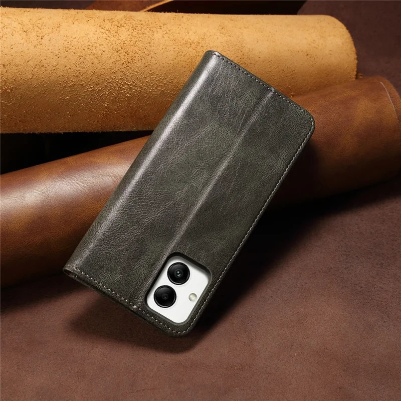 Für Samsung Galaxy A07 Hülle Crazy Horse Textur Wachsartige Lederbrieftasche Ständer Handyhülle - Grün