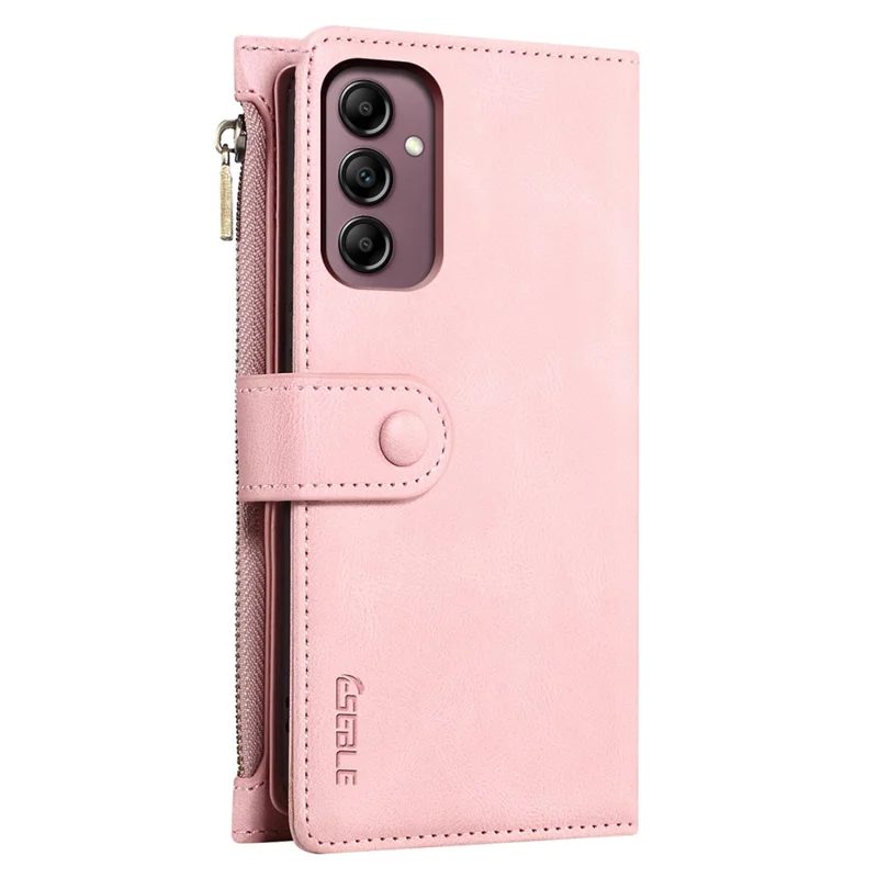 ESEBLE Star Series For Samsung Galaxy A17 Case Zipper Wallet Leather Stand Phone Cover with Wrist Strap - Rose Gold