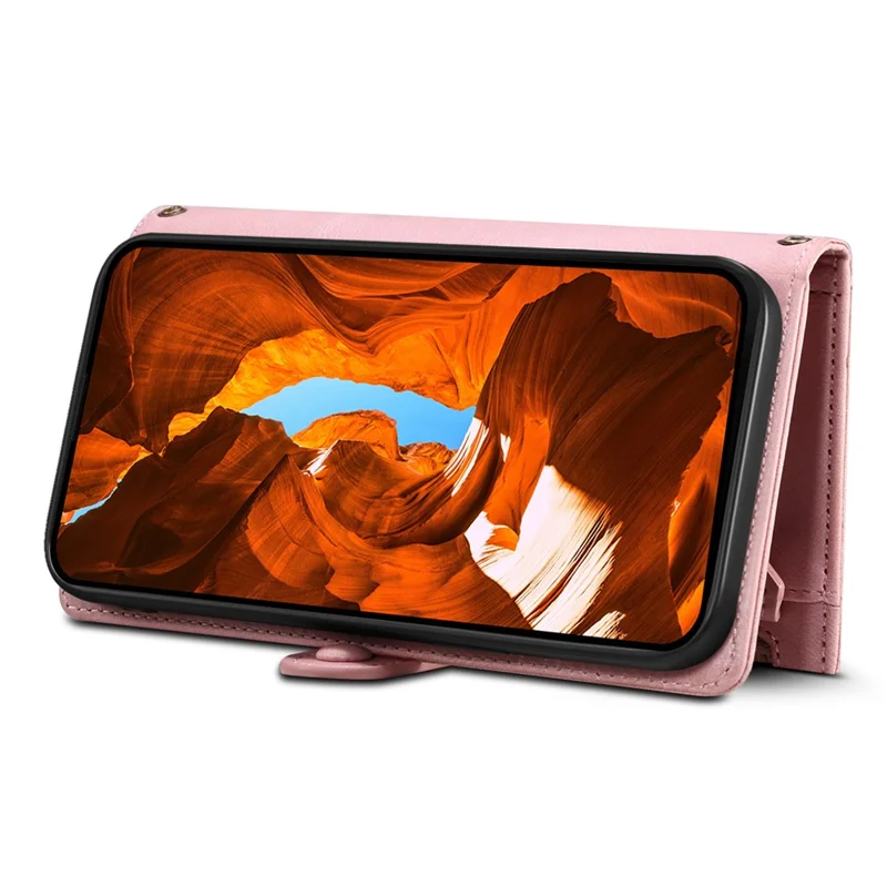 ESEBLE Star Series For Samsung Galaxy A17 Case Zipper Wallet Leather Stand Phone Cover with Wrist Strap - Rose Gold