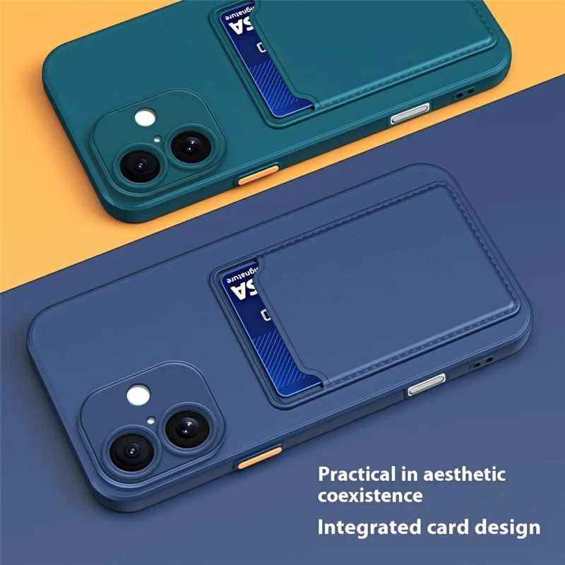 For iPhone 17 Case Flexible TPU Phone Cover with Back Card Slot - Dark Blue