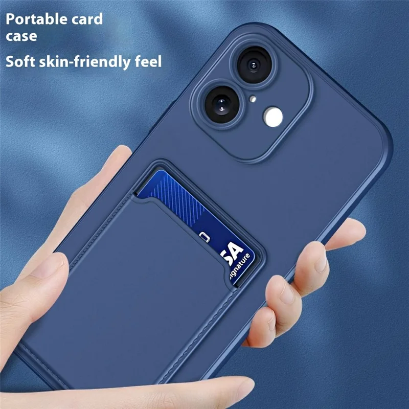 For iPhone 17 Case Flexible TPU Phone Cover with Back Card Slot - Dark Blue
