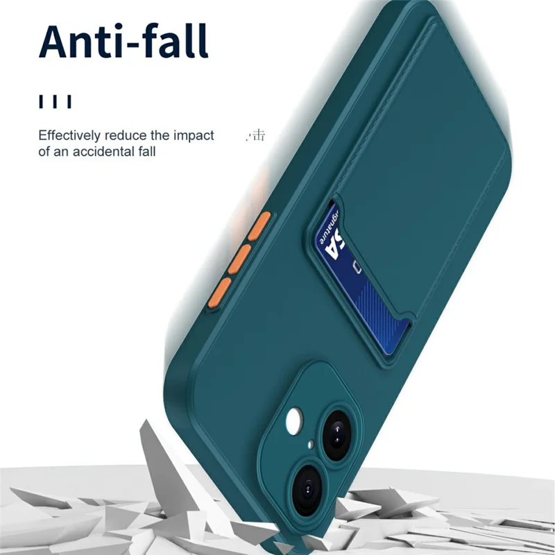 For iPhone 17 Case Flexible TPU Phone Cover with Back Card Slot - Dark Blue