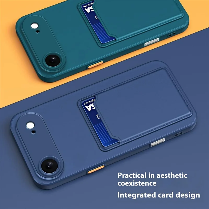 For iPhone 17 Air Case Flexible TPU Phone Cover with Back Card Slot - Dark Blue